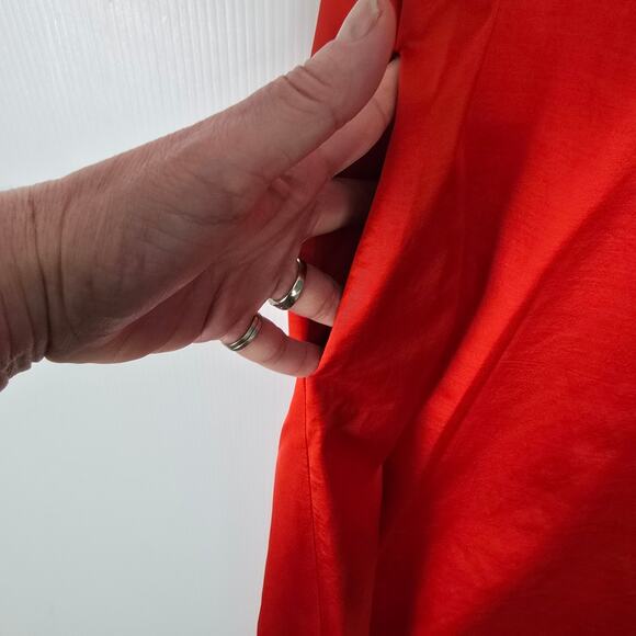 By Malene Birger Mavise Maxi Dress Sleeveless Sateen Orange with Pockets Size 44 - Picture 10 of 11